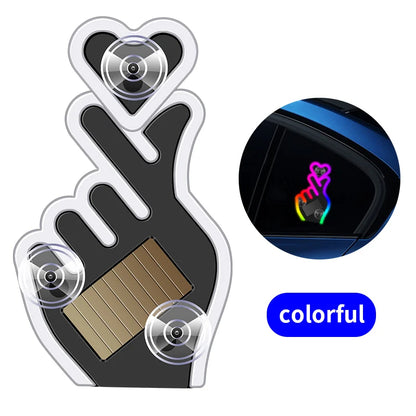 Solar Heart Shaped LED Ambient Light | Solar Powered Car Window Neon Light