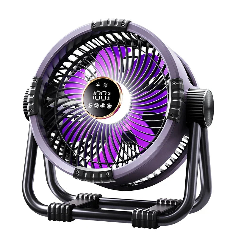 Outdoor Essentials | Rechargeable Camping Fan with LED Light & Power Bank | 20000mAh Battery for Extended Use