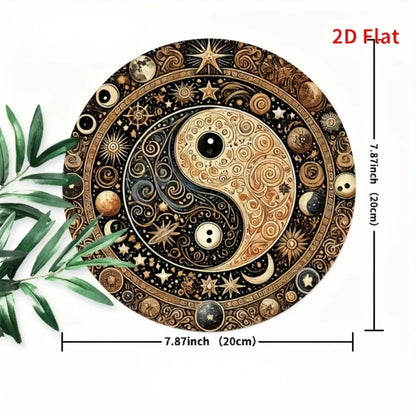 Yin Yang Feng Shui Metal Sign -Hanging Decor for Home, Office, Cafe, Bar - Indoor & Outdoor Multi-Use with Detailed Carving