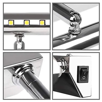 Waterproof 5W LED Stainless Steel Mirror Lamp Rotatable Super Bright SMD5050 LED Light for Bathroom Cabinet with Switch