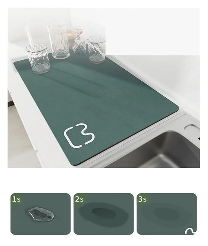 VIKAMA Kitchen Dish Drying Mat Quick-Drying Coffee Drainage Mat Tableware Drainage Mat Tableware Placemat Carpet Home Decor