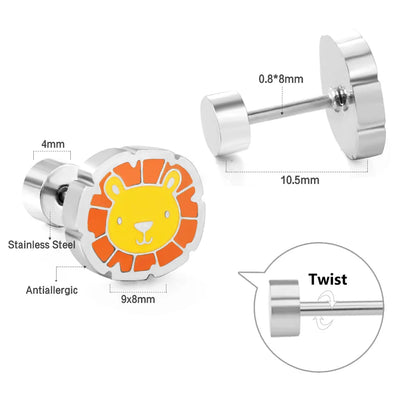 Cute Acrylic Animal Stud Earrings | Surgical Steel Hypoallergenic Earrings for Women and Girls
