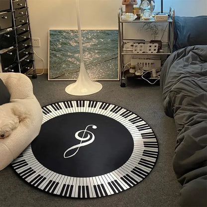 Tapis rond VIKAMA Record Music Cd Tapis de sol pour chaise de jeu Chambre décorée Salon Grande surface Tapis antidérapant