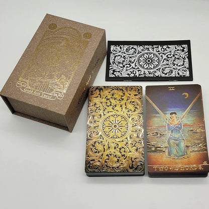 Le nouveau jeu de société de Tarot "The New Knight Laser Gold Foil" – Cartes de divination luxueuses en PVC, imperméables et résistantes à l'usure, avec marquage à chaud.