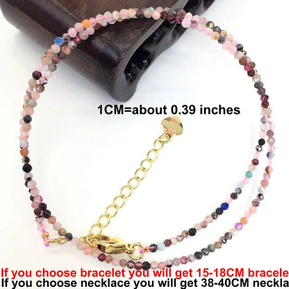 Faceted Gemstone Beaded Necklace and Bracelet Set | Natural Crystal Choker Jewelry for Men and Women