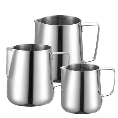 Pichet à lait en acier inoxydable avec échelle, 350/600/1000 ml, pour café et latte art