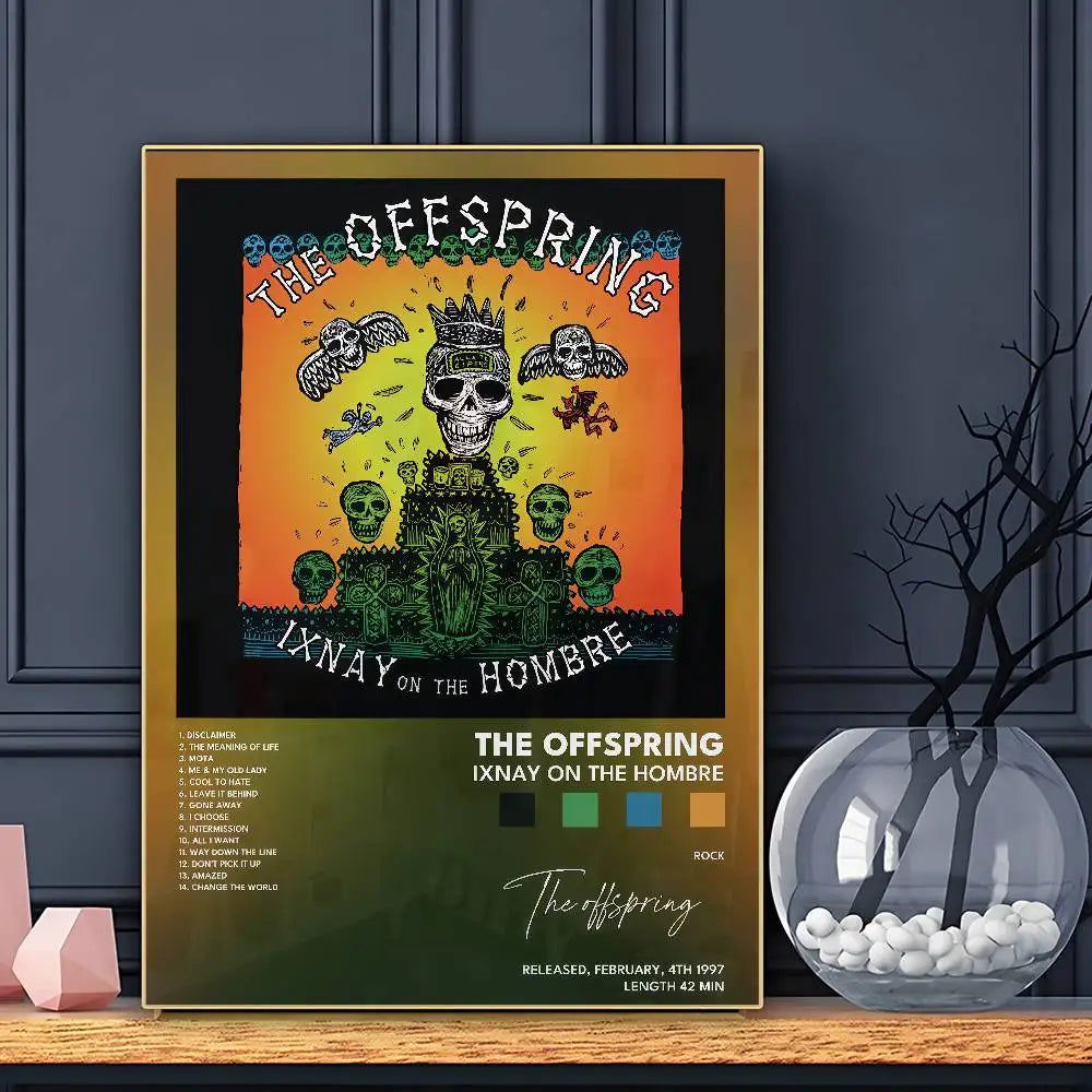 Affiche de musique rock du groupe The OffspringS, impression d'art mural HD adhésive, imperméable, pour salon, chambre à coucher, bar, décoration esthétique.
