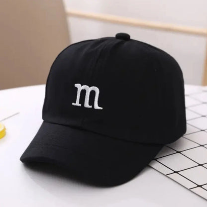 Kids Unisex Baseball Cap with M Letter Embroidery | Adjustable Cotton Sun Hat