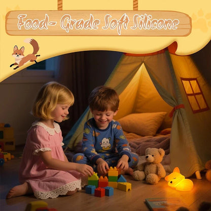 FoxyGlow | Squishy LED Fox Night Light with USB Rechargeable Nursery Decor