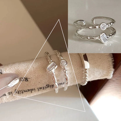 VENTFILLE 925 Sterling Silver Flower Lace Ring | Korean Fashion Adjustable CZ Ring
