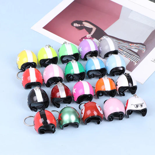 Mini Motorcycle Helmet Keychain | Cute Metal Key Ring for Women and Men