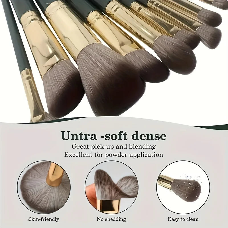 14-Piece Makeup Brush Set | Soft Nylon Bristles Travel Kit