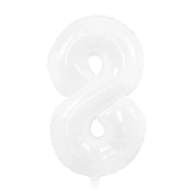 Cream Foil Number Balloons 1-9 Set | Large Digital Birthday Party Decor