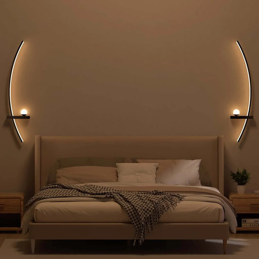 2 unidades de apliques de pared LED modernos ajustables de 80 cm, lámpara de cabecera arqueada, luz cálida de 3000 K