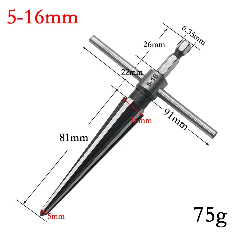 Woodwork Taper Reamer Set 3-13mm 5-16mm | Hexagonal Handle Hole Expanding and Chamfering Tool for Wood