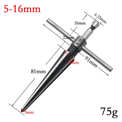 Woodwork Taper Reamer Set 3-13mm 5-16mm | Hexagonal Handle Hole Expanding and Chamfering Tool for Wood