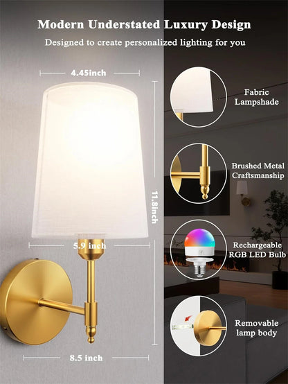 Wireless Wall Lamp – Rechargeable RGB Battery Light with Remote for Bedroom Decor