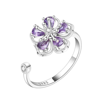 925 Sterling Silver Open Ring Adjustable Mermaid Heart Zircon Ring | Women's Fine Jewelry