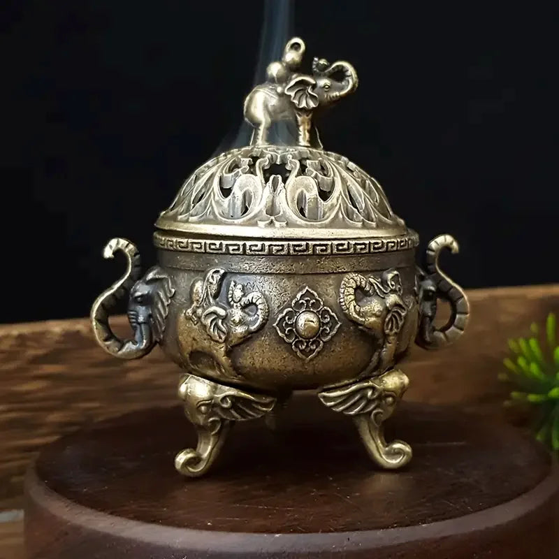 Elephant Triple-Legged Incense Burner | Metal Aromatherapy Decor