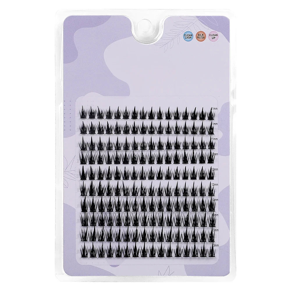 160 Pcs Wheat-Ear Shape Fake Eyelashes | Fine Stem DIY Eyelash Extension Clusters