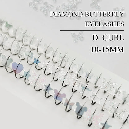 Summer Silvery Butterfly Fairy Eyelashes | Glitter Music Festival Lashes 10-15mm