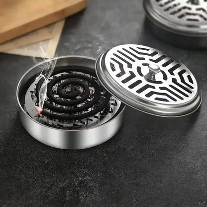 Mosquito Coil Holder with Cover | Portable Insect Repellent Rack for Home and Camping