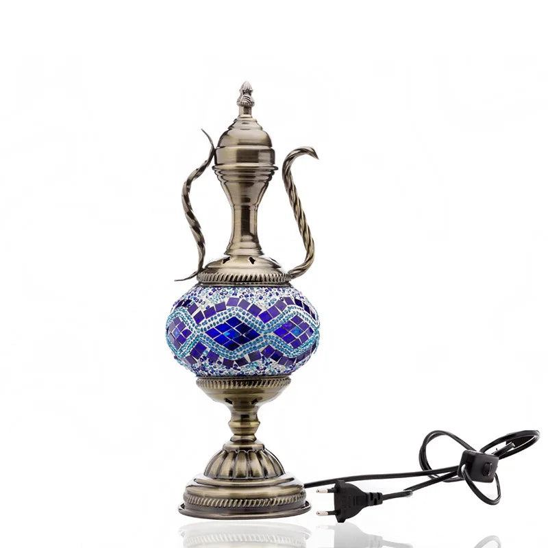 Turkish Mosaic Table Lamp Handcrafted Glass Vintage Mediterranean Romantic Bedside Light