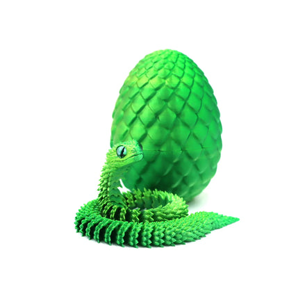 Articulated 3D Printed Snake with Egg | Desktop Decor Fidget Toy