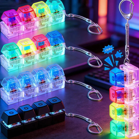 Clickable LED Keychain Fidget Toy | Light-Up Stress Relief Desk Accessory