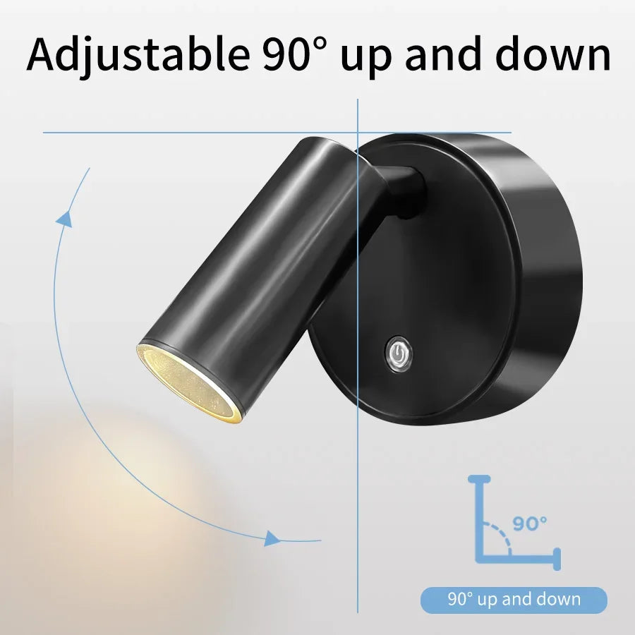 Lámpara de pared LED magnética recargable táctil regulable sin cables para mesita de noche
