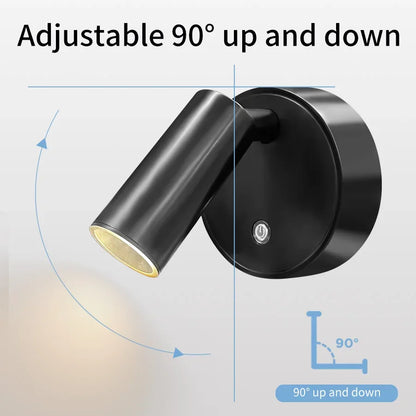 Lámpara de pared LED magnética recargable táctil regulable sin cables para mesita de noche