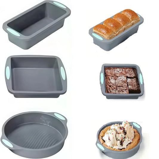 Silicone Round Cake Tray | Non Stick Baking Tray Set with Metal Reinforced Frame