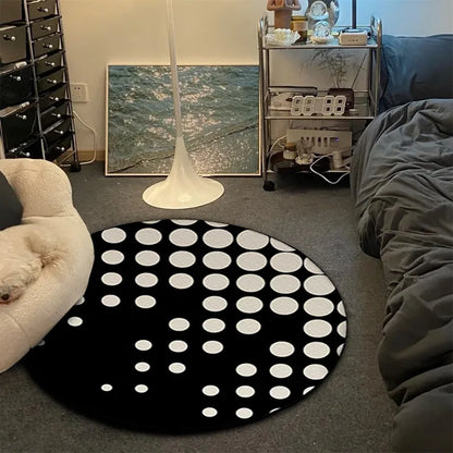 Tapis rond VIKAMA Record Music Cd Tapis de sol pour chaise de jeu Chambre décorée Salon Grande surface Tapis antidérapant
