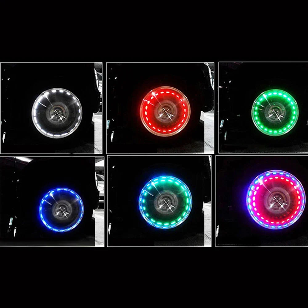 12 LED RGB Solar Car Tire Valve Cap Lamp | 4 Modes Auto Wheel Light