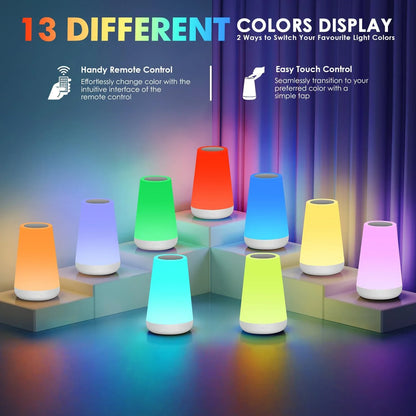 RGB Color Changing Night Light Touch Dimmable USB Rechargeable Lamp for Bedside