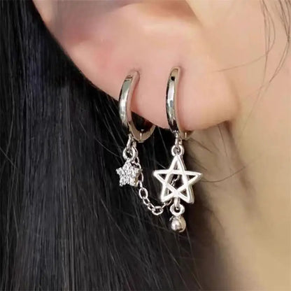 Double Ear Hole Ear Bone Chain Earrings | Sweet Cool Y2K Dazzle Color Jewelry