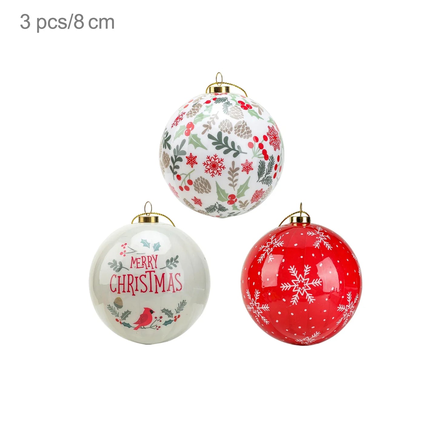 3 boules de Noël 8cm Cadeaux Originaux Décoration de Noël 2024 Décorations de Sapin de Noël Cadeau Pendentifs Boules