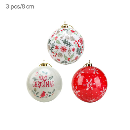 3 boules de Noël 8cm Cadeaux Originaux Décoration de Noël 2024 Décorations de Sapin de Noël Cadeau Pendentifs Boules