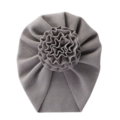 Big Blossom Flower Ribbed Turban Baby Hat | Soft Cotton Topknot Bonnet for Newborns and Toddlers
