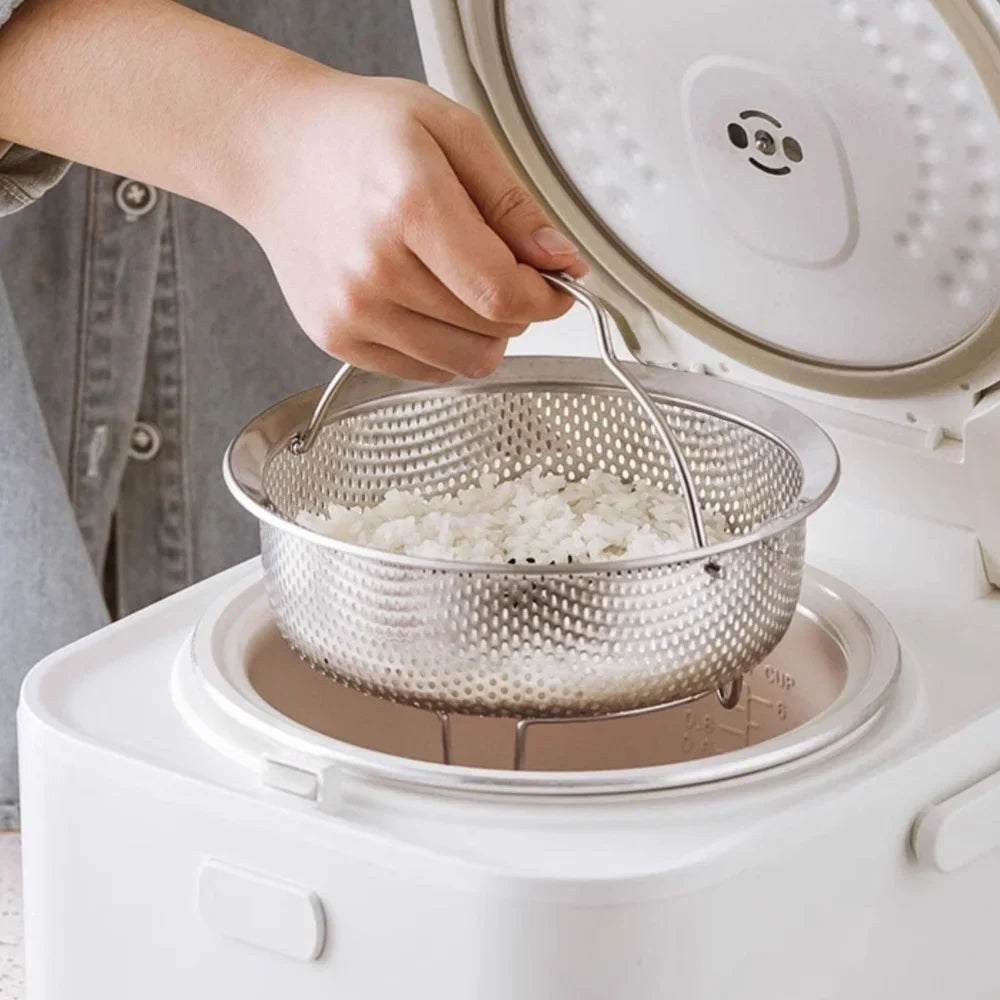 Universal Stainless Steel Steamer Basket | 304 Food-Grade Insert for Rice Cooker/Instant Pot | Dishwasher-Safe Multifunction Col