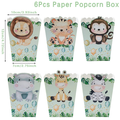 Boîtes à Popcorn Safari dans la Jungle, Boîtes à Bonbons, Décorations de Fête Animaux de la Jungle, Fête Prénatale, Anniversaire Garçons Enfants