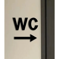 STYLEMAX Chic WC Directional Acrylic Sign, Sleek Guide for Public Spaces, Transparent Base with Bold Colored Arrow