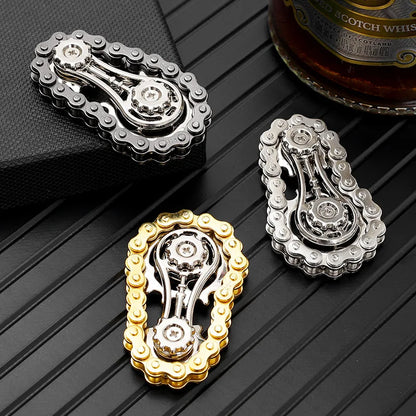 Sprockets Flywheel Fingertip Gyro Fidget Spinner | Metal Bike Chain EDC Stress Relief Toy