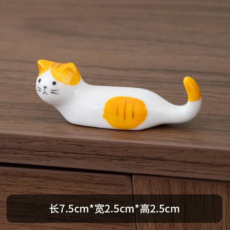Support de Baguettes en Céramique Style Japonais avec Motif de Chat Mignon, Repose-Baguettes, Porte-Baguettes, Vaisselle, Support de Cuillère