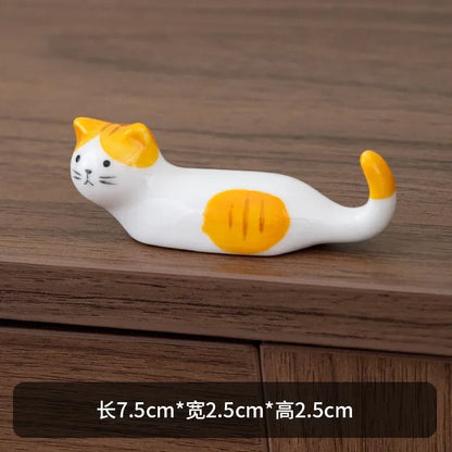 Support de Baguettes en Céramique Style Japonais avec Motif de Chat Mignon, Repose-Baguettes, Porte-Baguettes, Vaisselle, Support de Cuillère