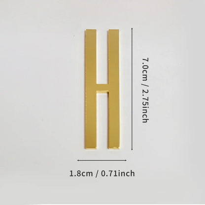 Golden Self Adhesive House Number Metal English Alphabet Letters for Apartment Room Door Plate Table Mailbox Number Stickers 7cm