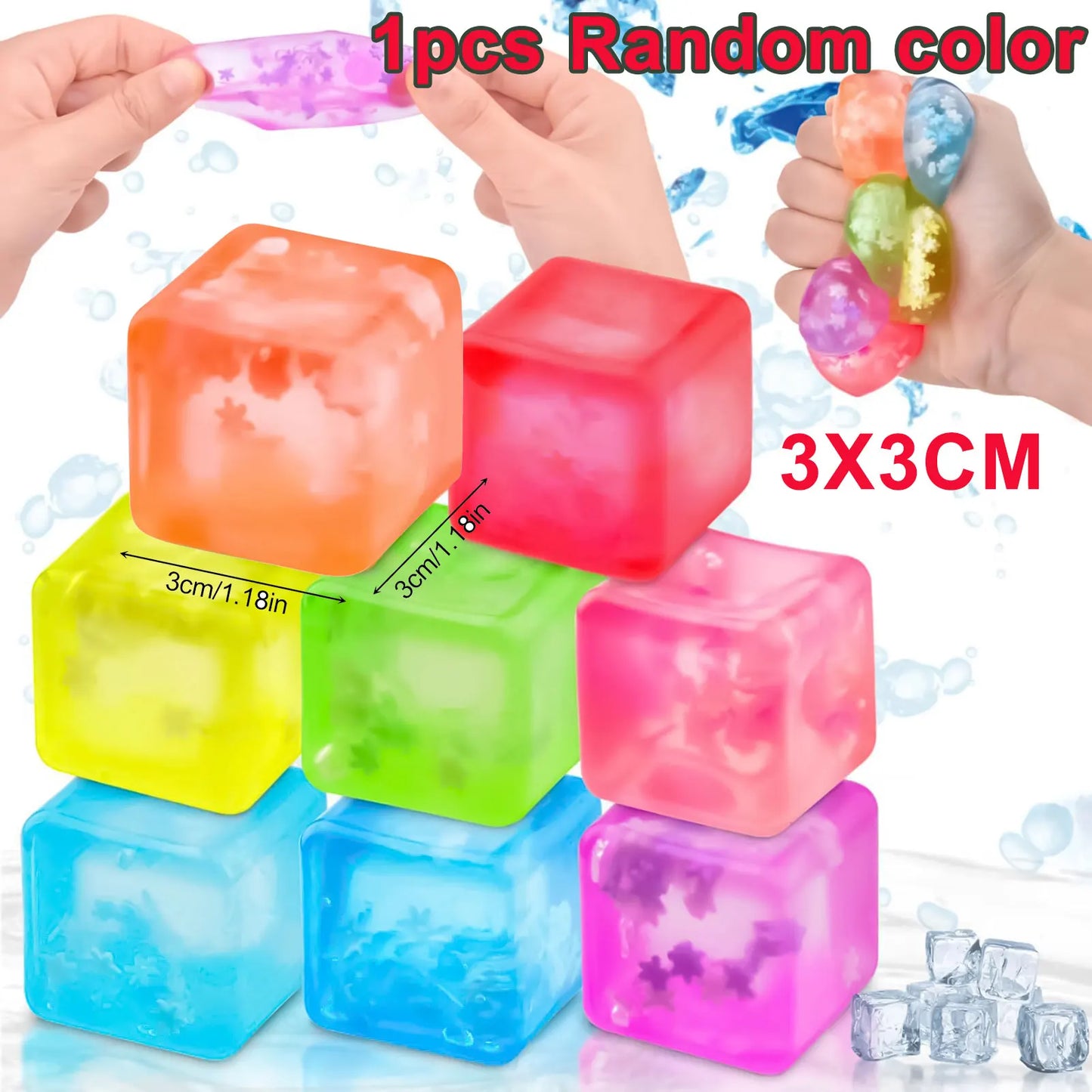 Maltose Cube Stress Squeeze Toy | Slow Rebound Polar Light Colorful TPR Block