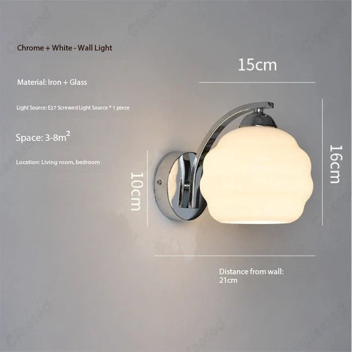 Applique murale LED Rétro Verre pour Salon Couloir Chambre Chevet Éclairage Décoratif E27