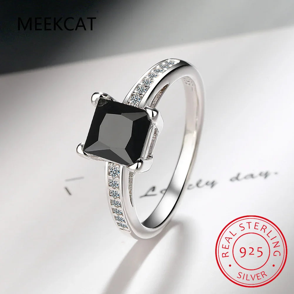 Princess Cut Moissanite Engagement Ring | 925 Sterling Silver Bridal Set