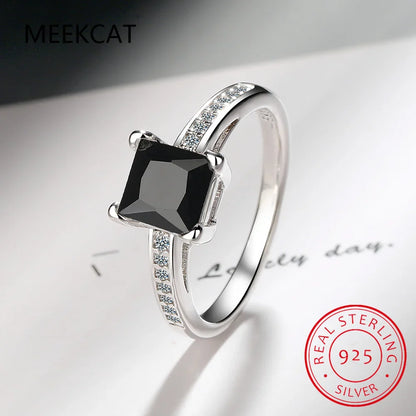 Princess Cut Moissanite Engagement Ring | 925 Sterling Silver Bridal Set